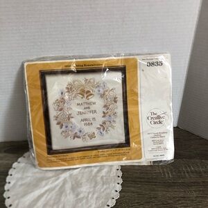 Vtg The Creative Circle Wedding Remembrance Embroidery Kit